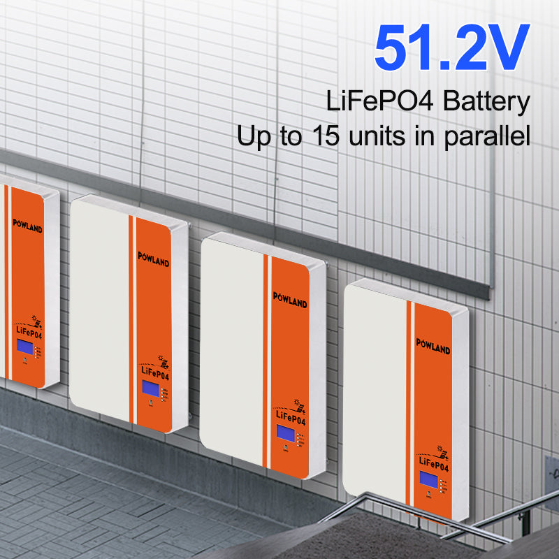 POWLAND LiFePO₄ Battery 51.2V 100Ah Solar Storage Module BMS Supports Parallel Expansion