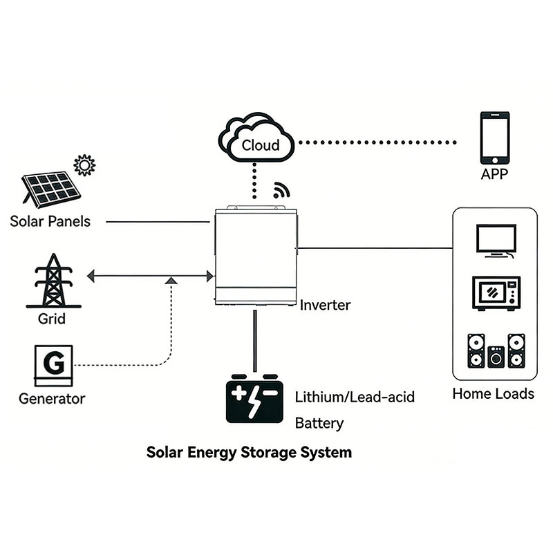 POWLAND Hybrid Solar Inverter 3.6kW 24V Pure sine wave Inverter MPPT WiFi
